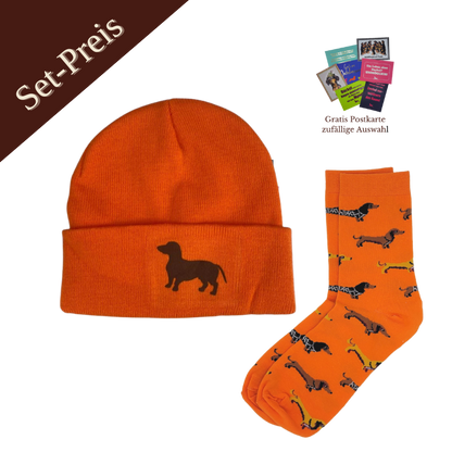 Set Mütze und Dackelsocken